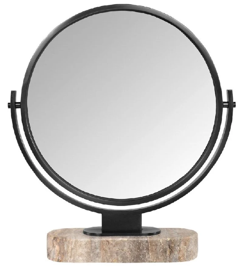 Casa Padrino Luxus Schminkspiegel Schwarz / Grau H. 51 cm - Schminktisch Spiegel