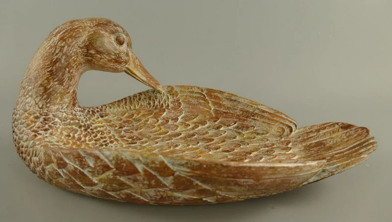 Casa Padrino Deko Holz Schale Schwan Braun 38 cm - Küchen & Tisch Dekoration