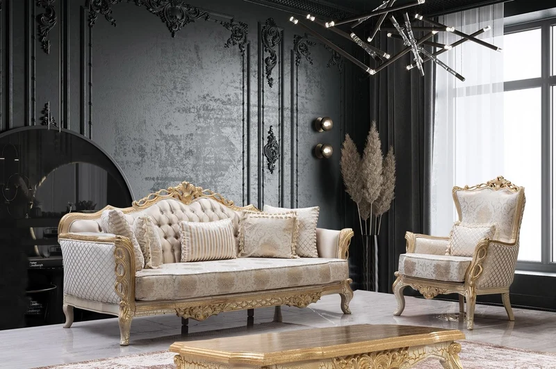 Casa Padrino Luxus Barock Wohnzimmer Sofa Weiß / Antik Gold 230 cm - Barock Wohnzimmer Möbel