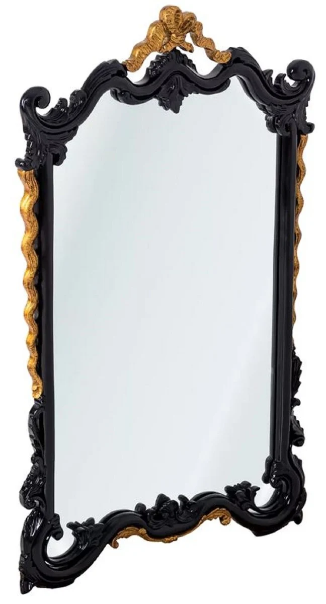 Casa Padrino Luxus Barock Spiegel Schwarz / Antik Gold H. 97 cm - Barockstil Möbel
