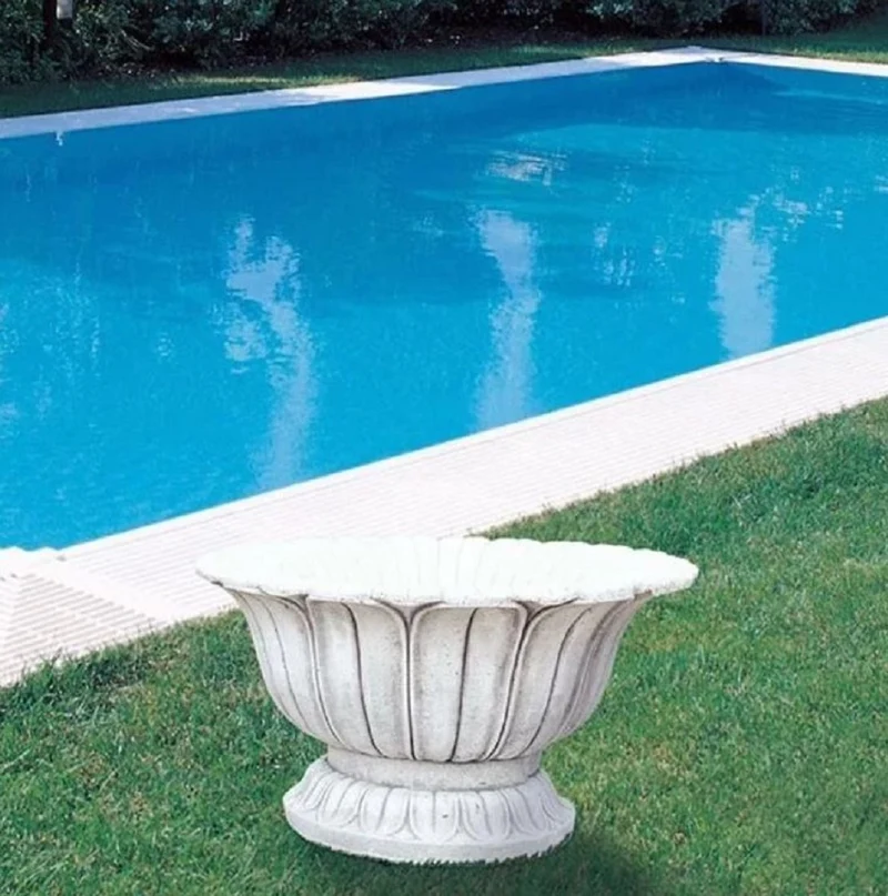 Casa Padrino Luxus Barock Blumentopf Antik Weiß Ø 36 x H. 32 cm - Made in Italy