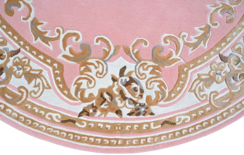 Runder Pompöös by Casa Padrino Luxus Barock Teppich Krone von Harald Glööckler Rosa / Weiß / Braun - Verschiedene Größen