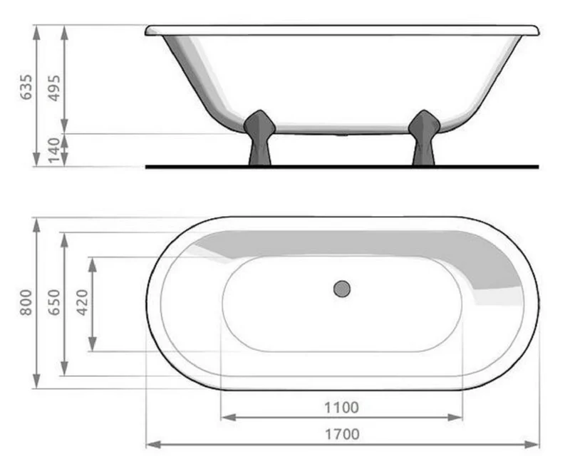 Casa Padrino Jugendstil Badewanne Schwarz / Weiß / Silber 170 cm - Freistehende Retro Stil Badewanne