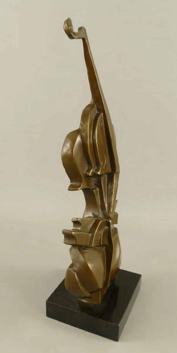 Casa Padrino Bronze Deko Skulptur Geige Bronze / Schwarz H. 41 cm - Abstrakte Schreibtisch Dekoration