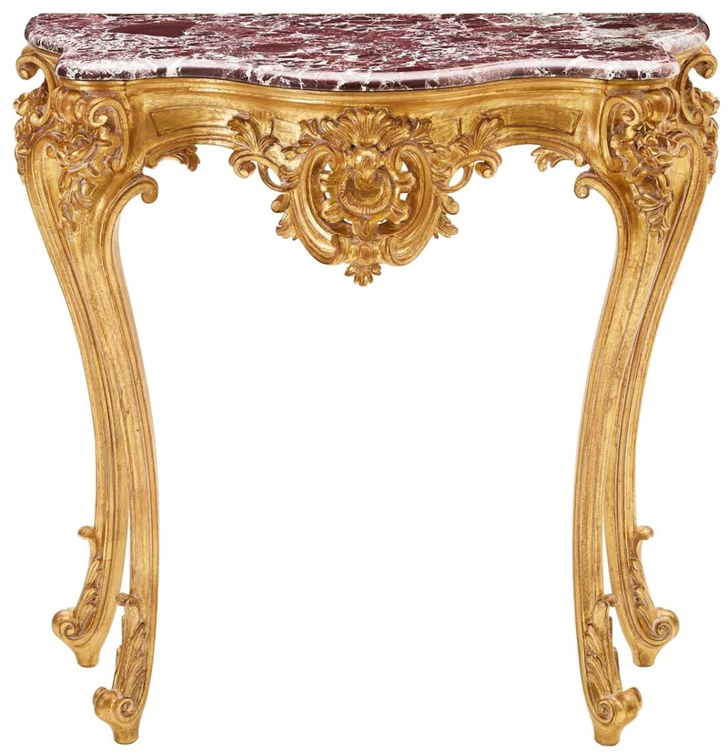 Casa Padrino Luxus Barock Konsole mit Marmorplatte Gold / Rot 93 x H. 88 cm - Barock Möbel - Made in Italy