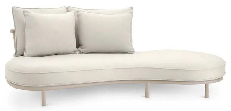 Casa Padrino Luxus Outdoor Garten Sofa Linke Seite Weißgrau / Sandfarben 220 cm - Luxus Garten Möbel