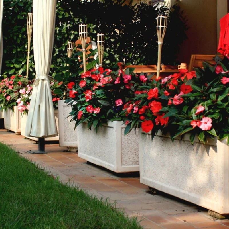Casa Padrino Beton Blumenkübel Rosa 102 x 42 x H. 44 cm - Rechteckiger Beton Pflanzkübel
