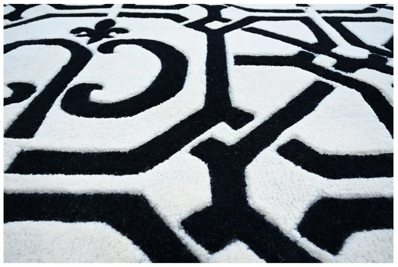 Casa Padrino Luxus Barock Teppich Weiß / Schwarz - Verschiedene Größen