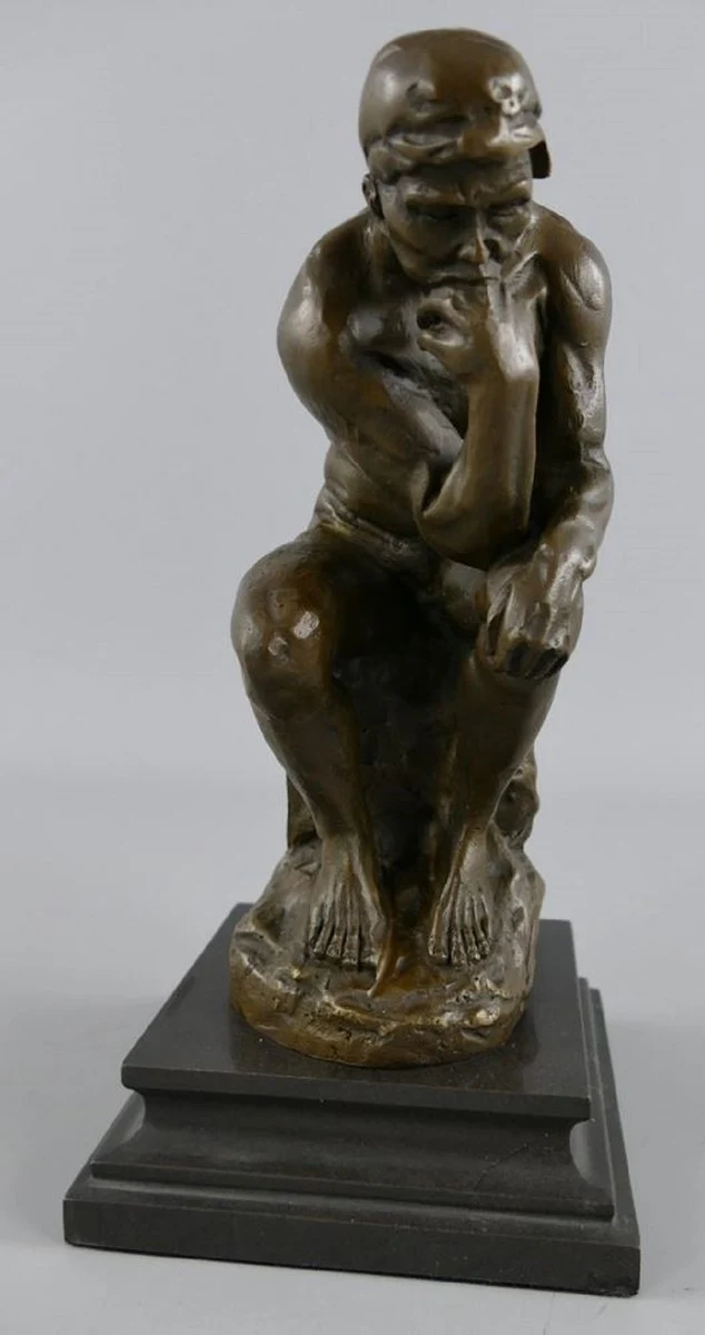Casa Padrino Art Deco Bronze Deko Figur Der Denker Bronze / Schwarz H. 26 cm