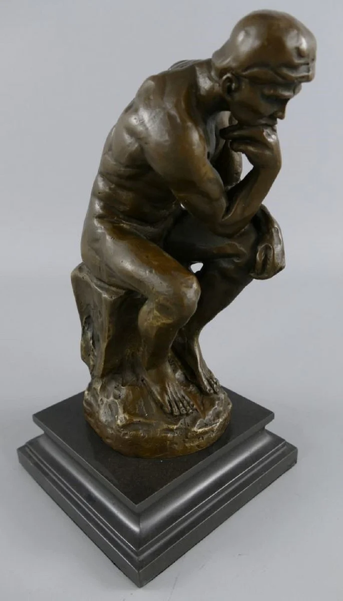 Casa Padrino Art Deco Bronze Deko Figur Der Denker Bronze / Schwarz H. 26 cm