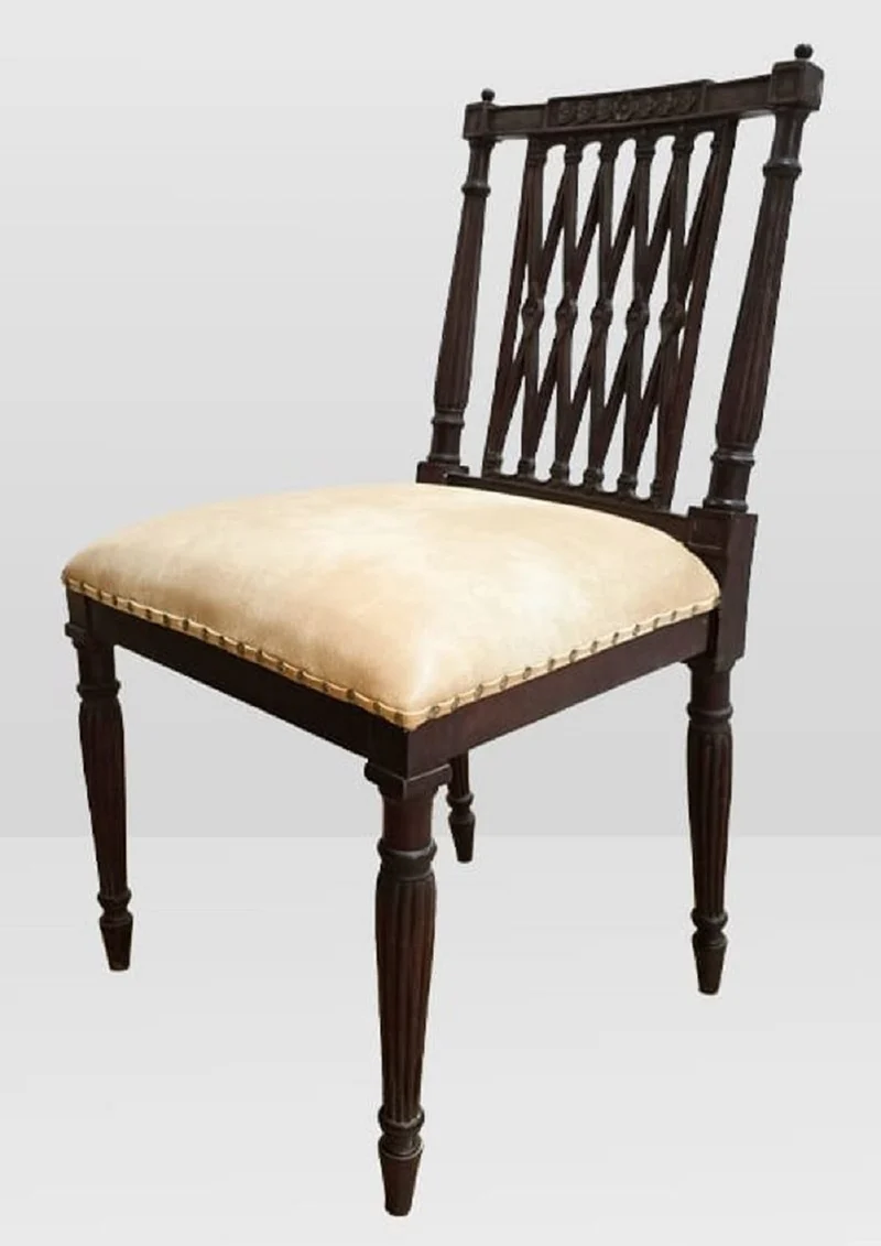 Casa Padrino Luxus Barock Esszimmer Stuhl Beige / Dunkelbraun - Barock Möbel - Made in Italy