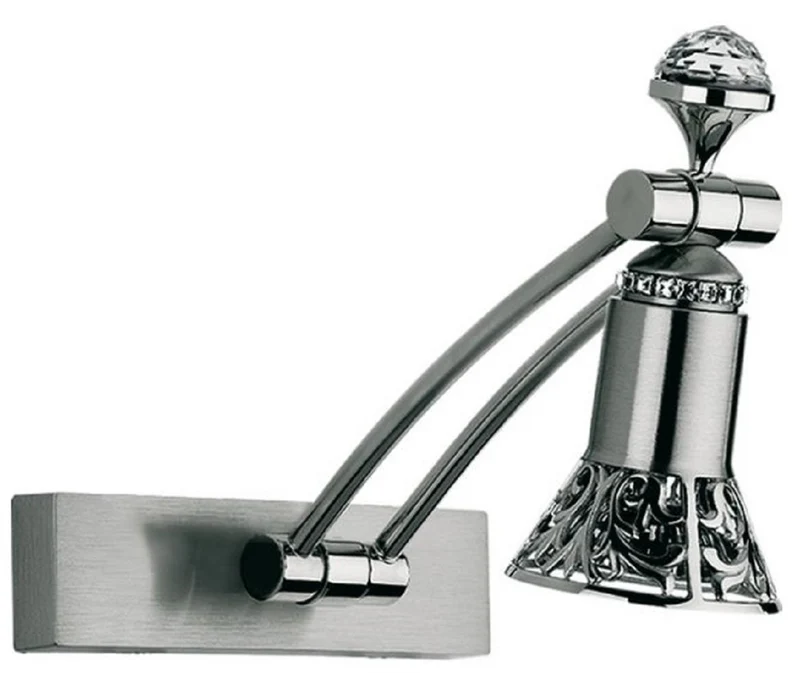 Casa Padrino Luxus Barock Kristall LED Wandleuchte / Leseleuchte Silber H. 20 cm