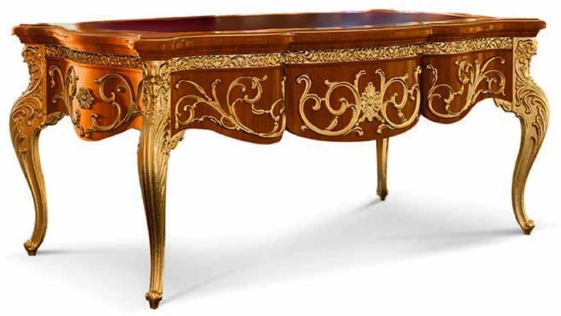 Casa Padrino Luxus Barock Schreibtisch Braun / Gold 176 cm - Barock Möbel - Made in Italy