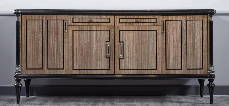 Casa Padrino Luxus Barock Sideboard Braun / Schwarz 228 cm - Barock Möbel