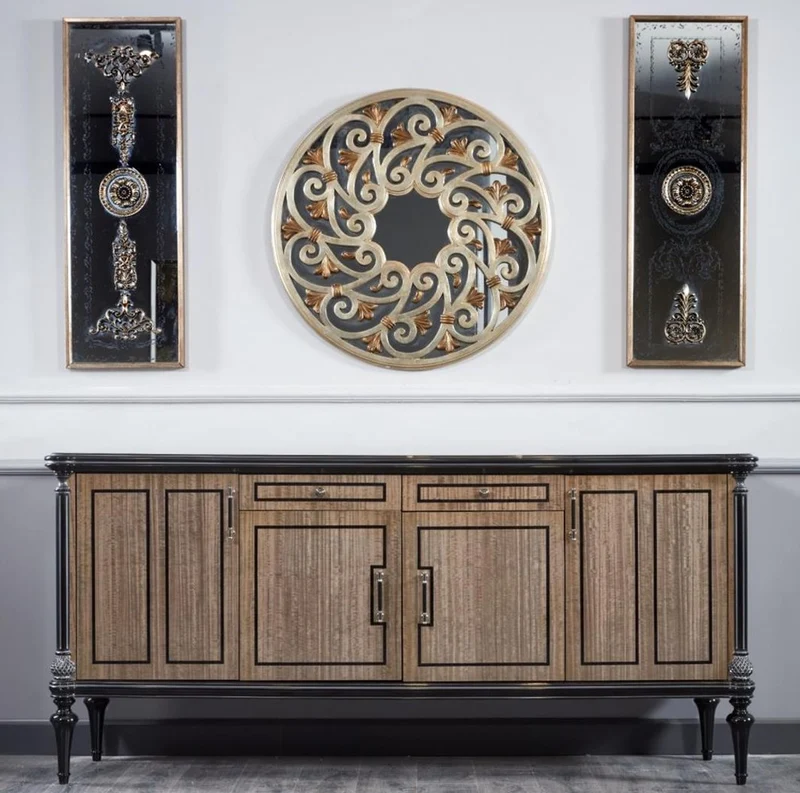 Casa Padrino Luxus Barock Sideboard Braun / Schwarz 228 cm - Barock Möbel