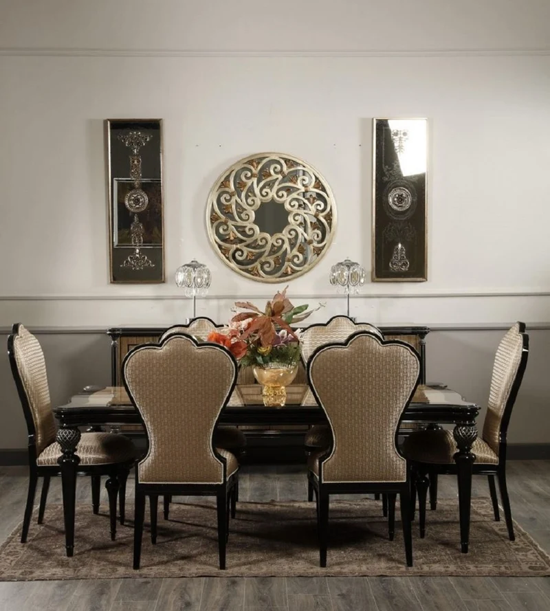 Casa Padrino Luxus Barock Sideboard Braun / Schwarz 228 cm - Barock Möbel