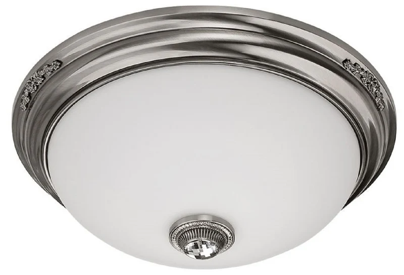 Casa Padrino Luxus Barock Kristall Deckenleuchte Silber / Weiß Ø 47 cm
