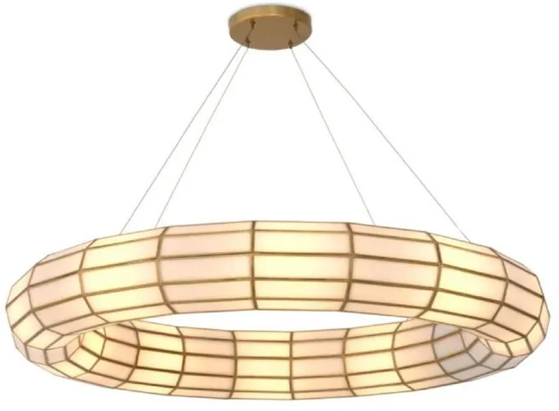 Casa Padrino Luxus Kronleuchter Antik Messing / Weiß Ø 118 x H. 18 cm