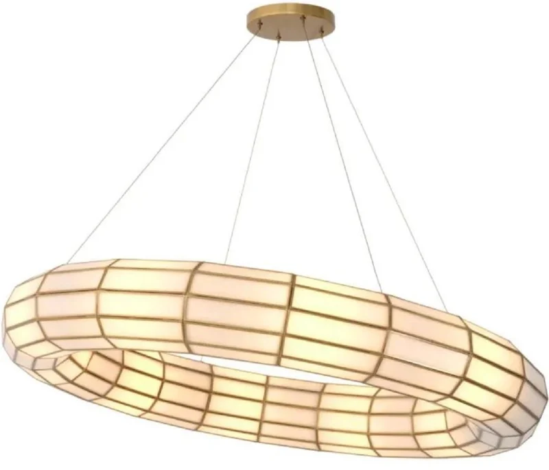 Casa Padrino Luxus Kronleuchter Antik Messing / Weiß Ø 118 x H. 18 cm