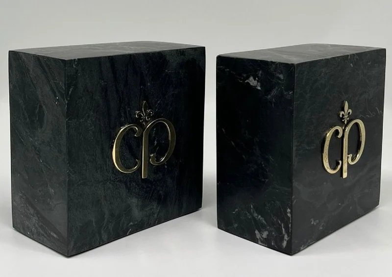 Casa Padrino Luxus Marmor Deko Buchstützen Set Schwarz / Gold