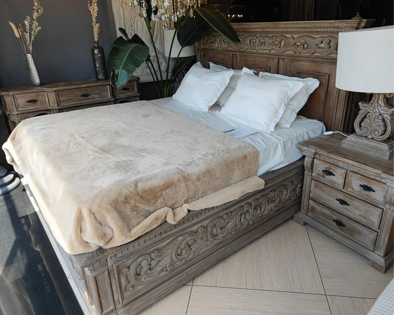 Pompöös by Casa Padrino Luxus Barock Doppelbett Provence Braun / Grau - designed by Harald Glööckler