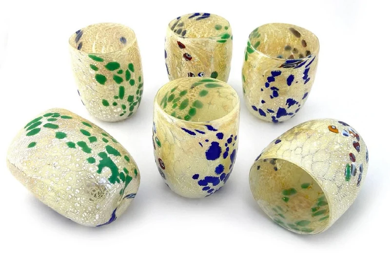 Casa Padrino Luxus Murano Kristallglas Wasserglas 6er Set Weiß Ø 8 x H. 10,5 cm - Made in Italy