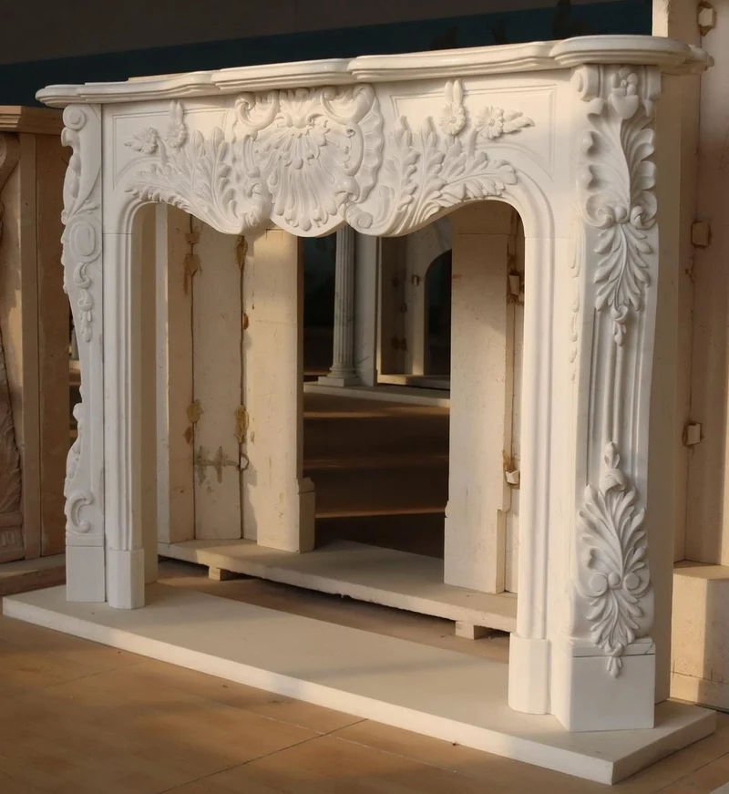 Casa Padrino Luxus Barock Marmor Kaminumrandung Weiß 168 x H. 122 cm
