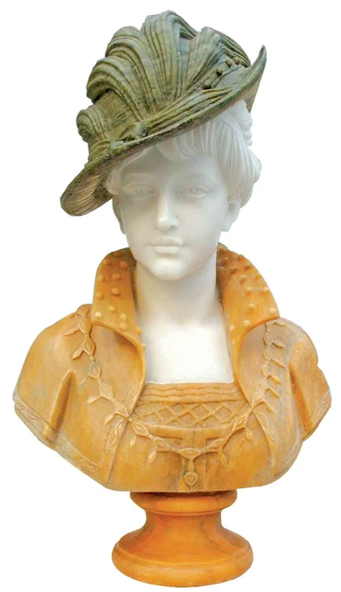 Casa Padrino Luxus Jugendstil Marmor Büste Dame Beige / Weiß / Grün H. 60 cm