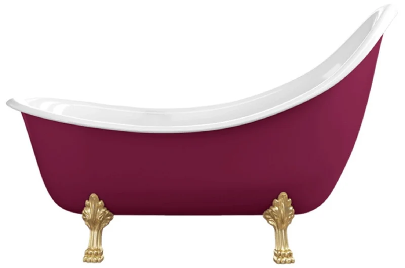 Casa Padrino Jugendstil Badewanne Lila / Weiß / Gold 180 cm - Freistehende Retro Stil Badewanne