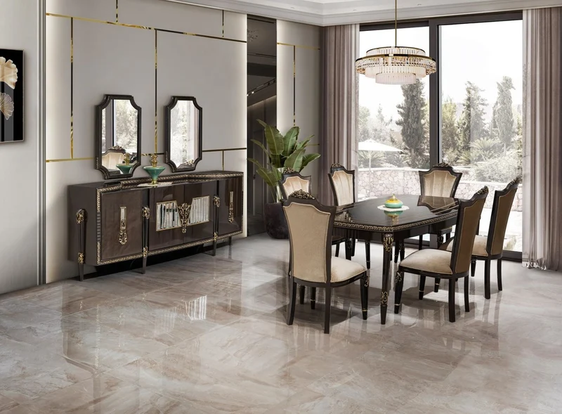Casa Padrino Luxus Barock Esszimmer Stuhl 6er Set Hellbraun - Barock Möbel