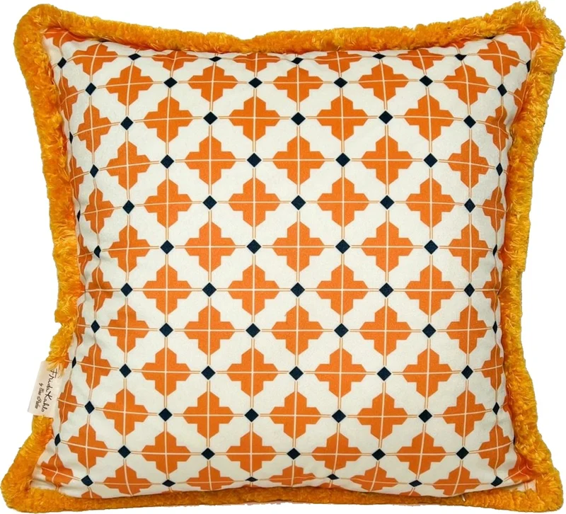 Frida Kahlo by Casa Padrino Luxus Deko Kissen mit Strass Steinen Orange / Bunt