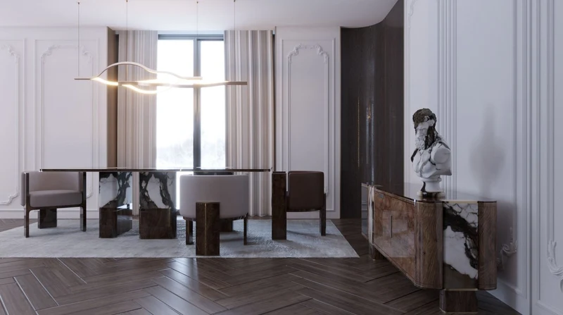 Casa Padrino Luxus Sideboard Braun / Weiß / Schwarz / Messing 230 cm