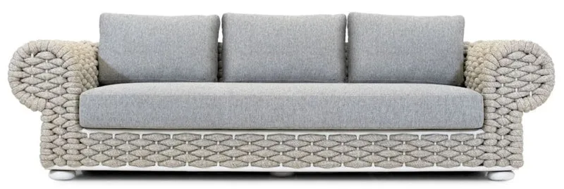 Casa Padrino Luxus 3er Gartensofa Grau / Beige / Weiß 258 cm