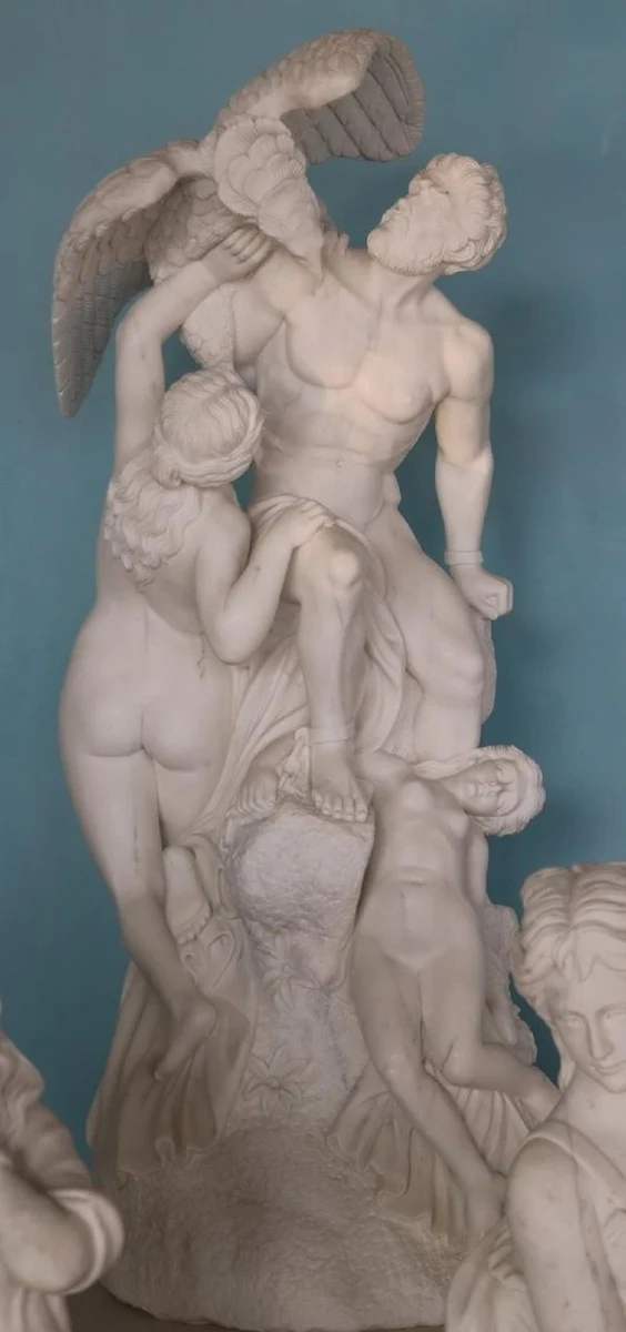 Casa Padrino Luxus Jugendstil Marmor Deko Skulptur Weiß H. 120 cm