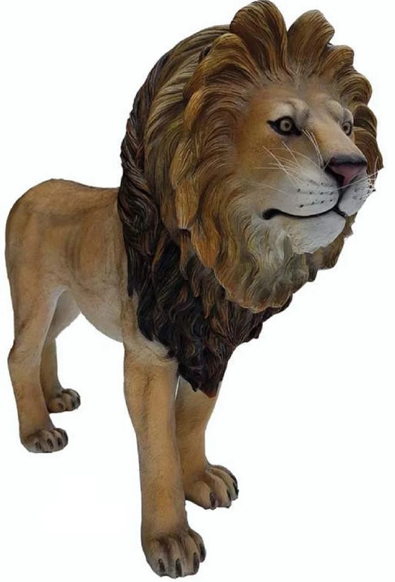 Casa Padrino XXL Deko Skulptur Löwe Beige / Braun 190 cm - Lebensgroße XXL Garten Figur
