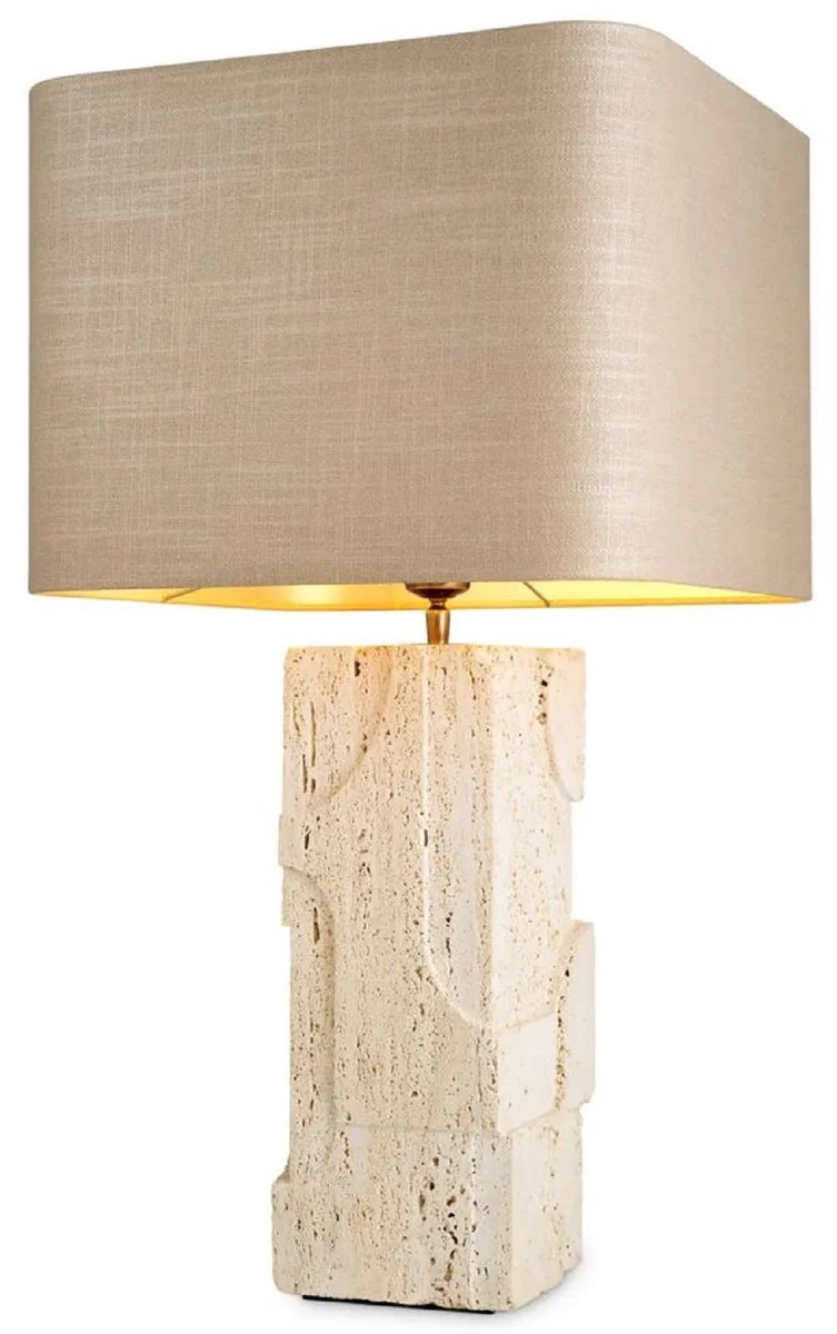 Casa Padrino Luxus Tischleuchte Weiß / Beige H. 76 cm - Luxus Schreibtischleuchten
