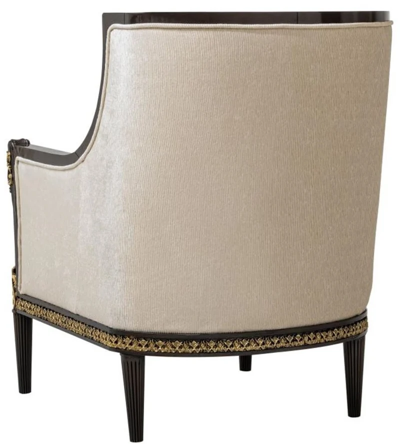 Casa Padrino Luxus Barock Wohnzimmer Sessel Creme / Dunkelbraun / Gold - Barock Möbel