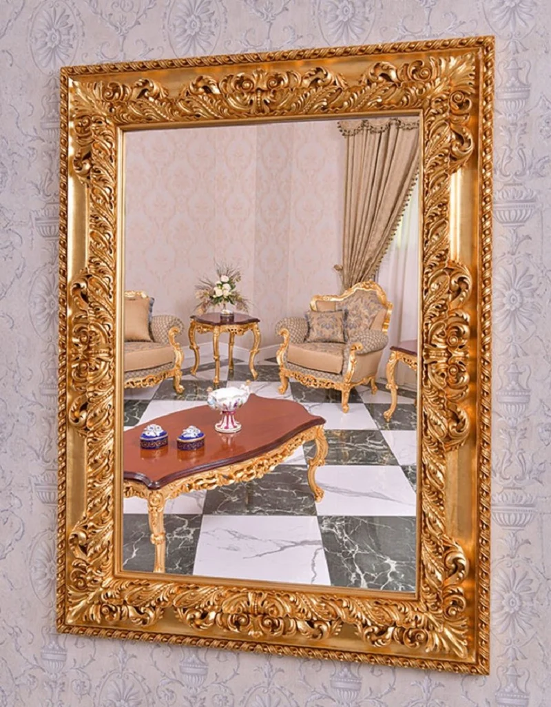 Casa Padrino Luxus Barock Spiegel Gold H. 134 cm - Rechteckiger Barockstil Wandspiegel - Made in Italy