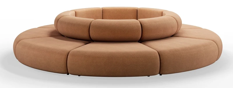 Casa Padrino Luxus Sofa Braun Ø 340 x H. 72 cm - Rundes Modulares Sofa - Luxus Möbel