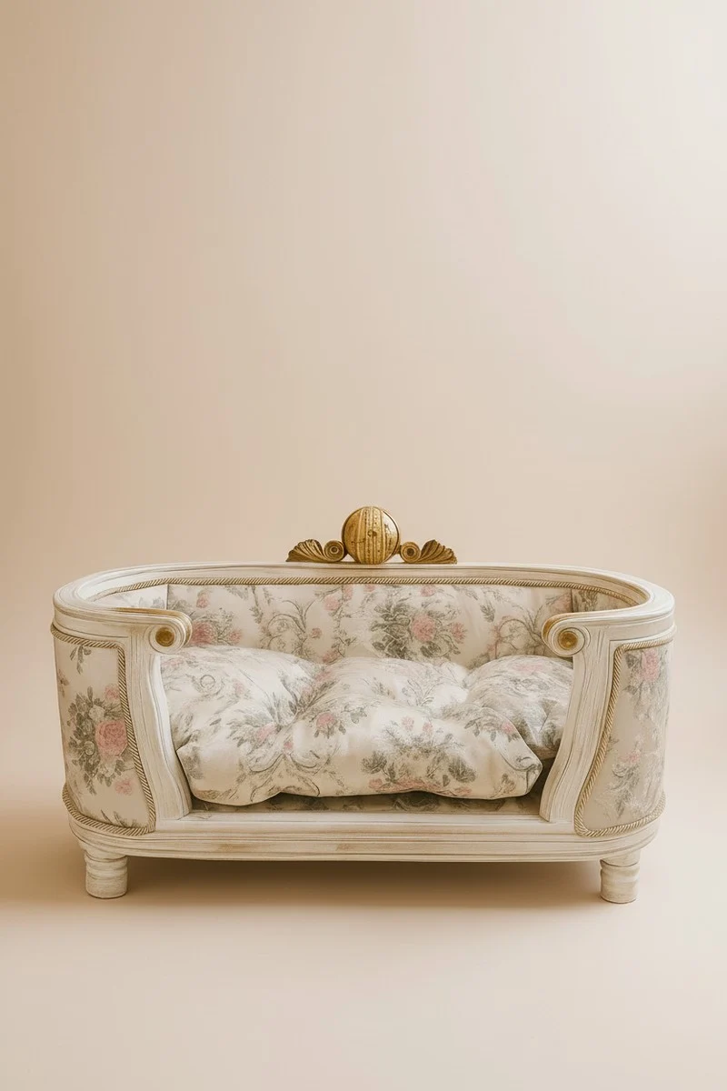 Pompöös by Casa Padrino Luxus Barock Hunde & Katzenbett Provence Silber / Antik Weiß