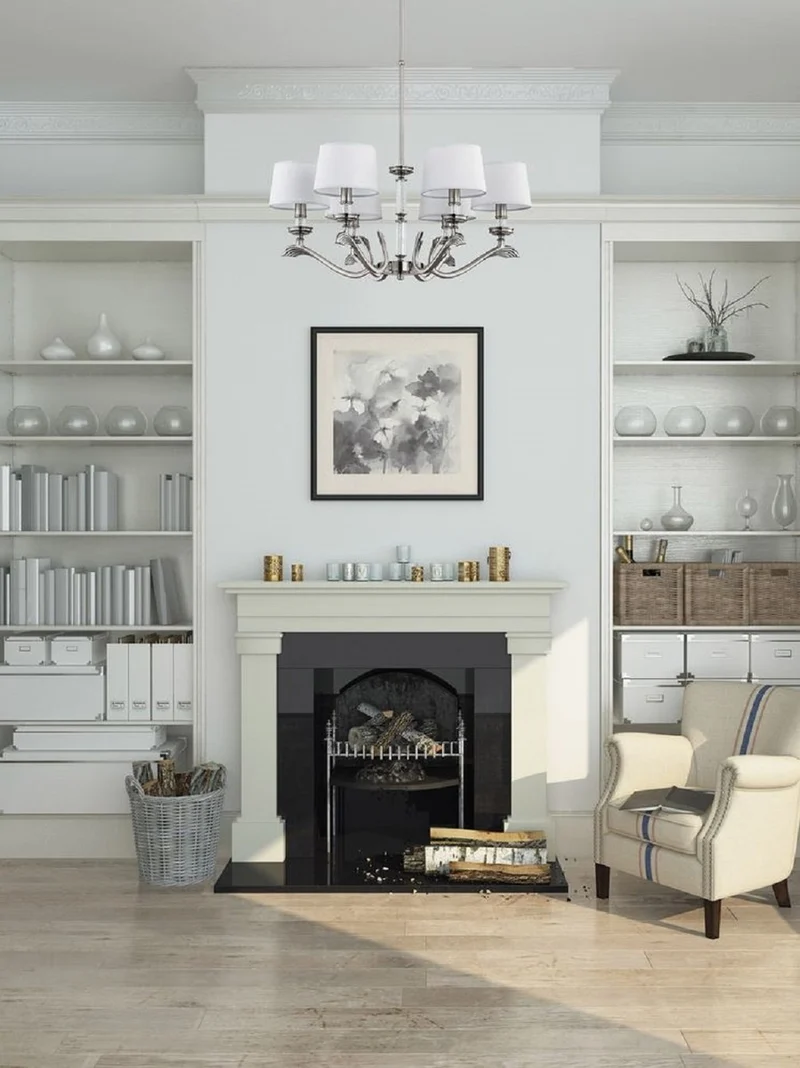 Casa Padrino Luxus Barock Kronleuchter Matt Silber / Weiß Ø 76 cm