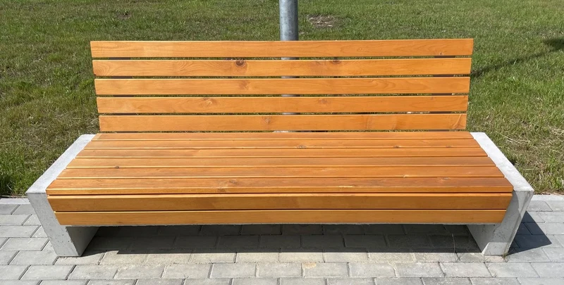 Casa Padrino Parkbank - Stadtbank mit Rückenlehne Naturfarben / Grau 200 cm