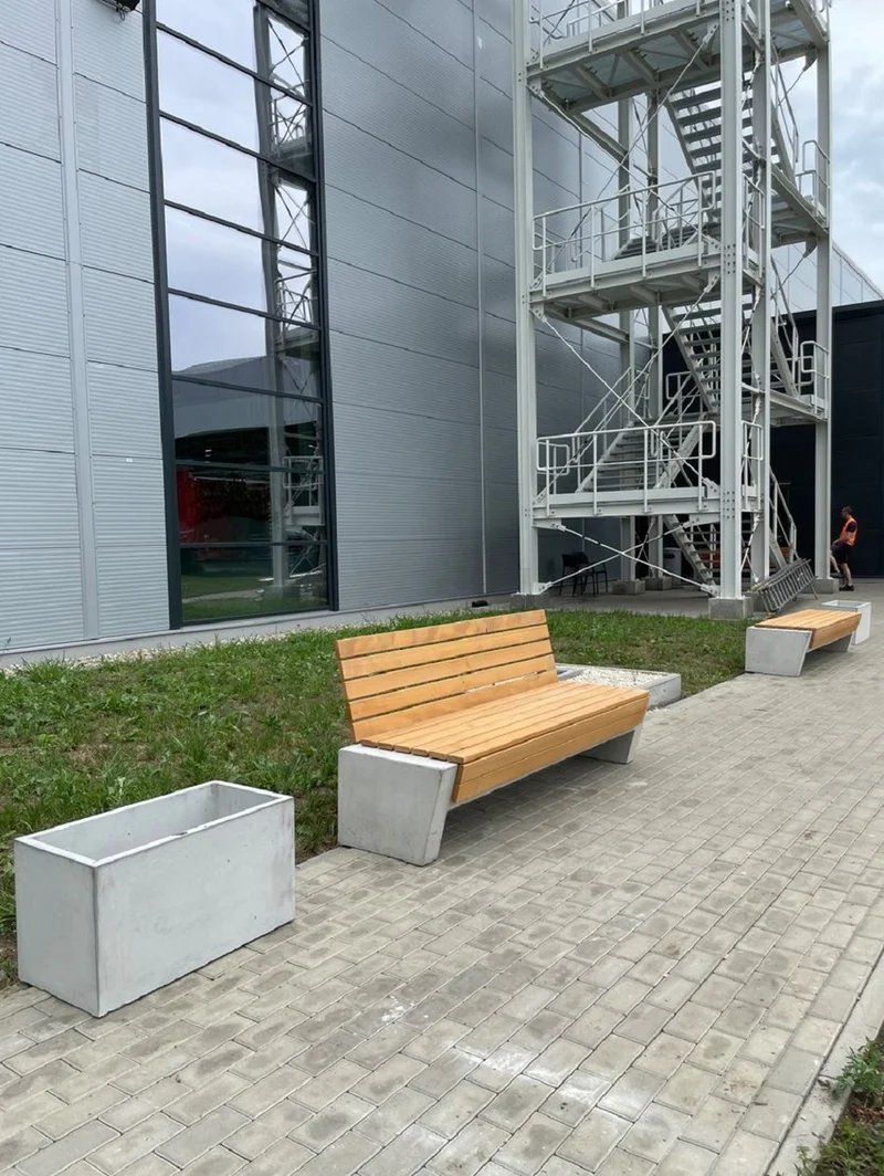 Casa Padrino Parkbank - Stadtbank mit Rückenlehne Naturfarben / Grau 200 cm