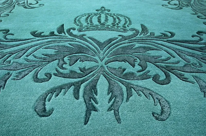 Pompöös by Casa Padrino Luxus Barock Teppich Krone von Harald Glööckler Grün - Verschiedene Größen