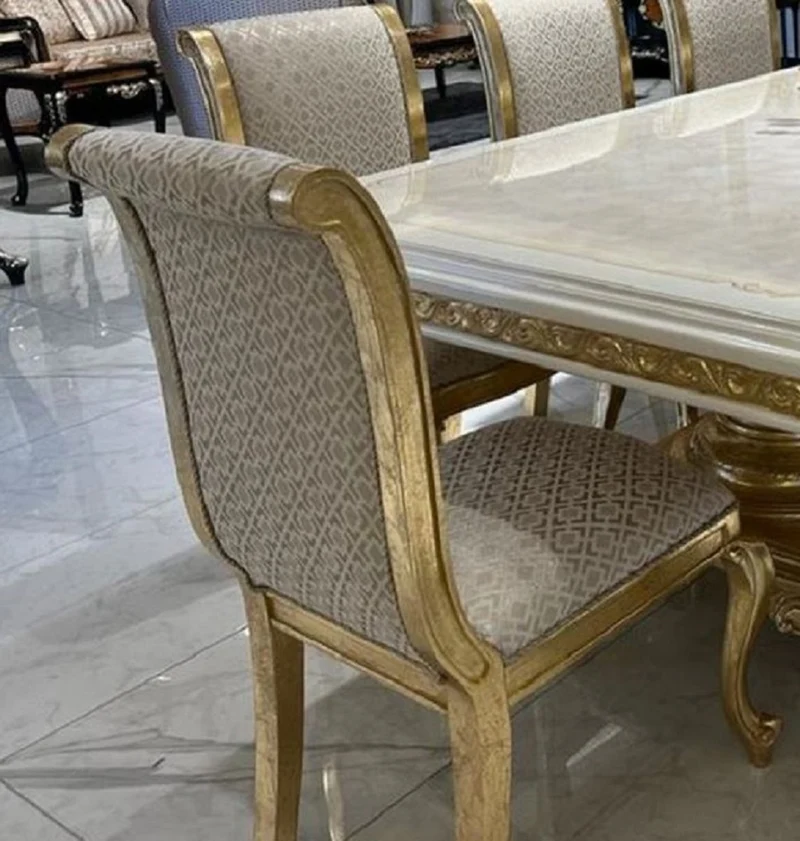 Casa Padrino Luxus Barock Esszimmer Stuhl Gold Muster / Antik Gold H. 105 cm