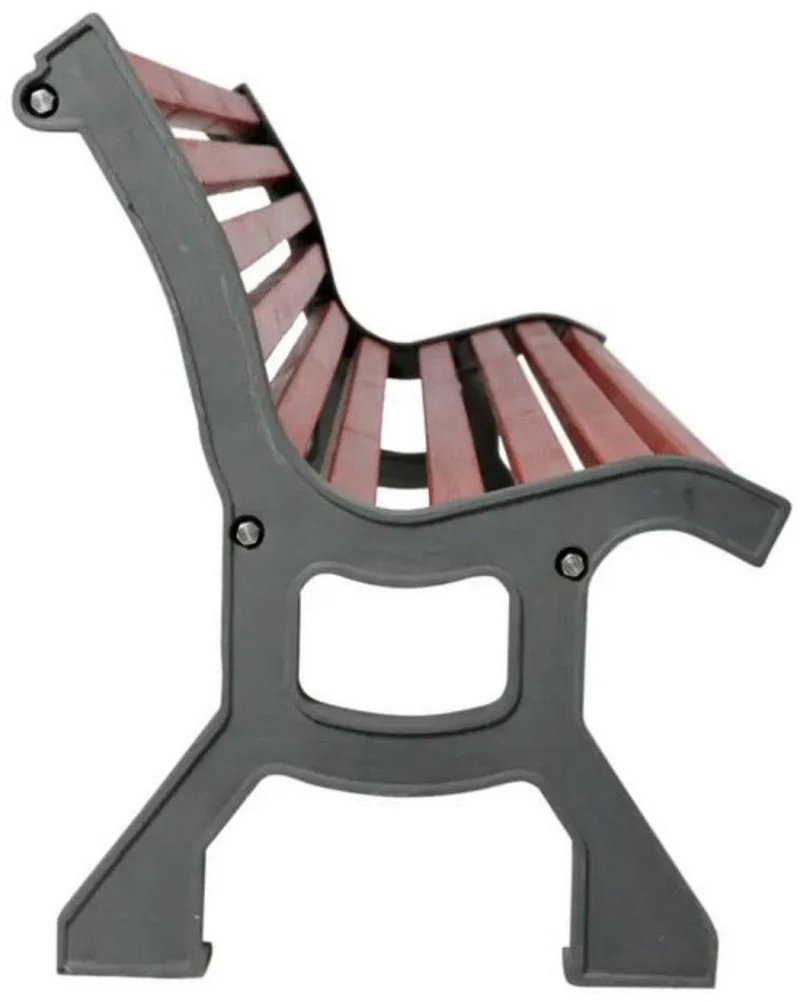 Casa Padrino Industrie Stil Gartenbank Rot / Grau 183 cm