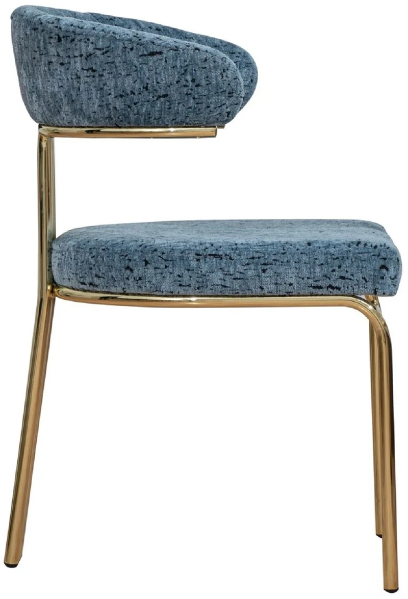 Casa Padrino Luxus Esszimmer Stuhl Blau / Gold H. 83 cm