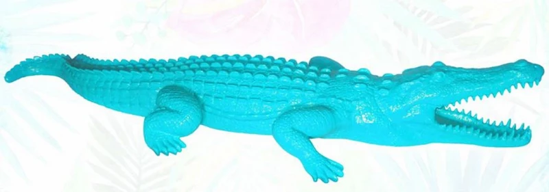 Casa Padrino XXL Deko Skulptur Krokodil Hellblau 320 cm
