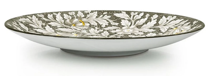 Casa Padrino Luxus Keramik Teller 6er Set Olivgrün / Mehrfarbig Ø 40 cm - Handgefertigte & handbemalte Essteller mit Blumendesign - Hotel & Restaurant Accessoires - Luxus Qualität - Made in Italy