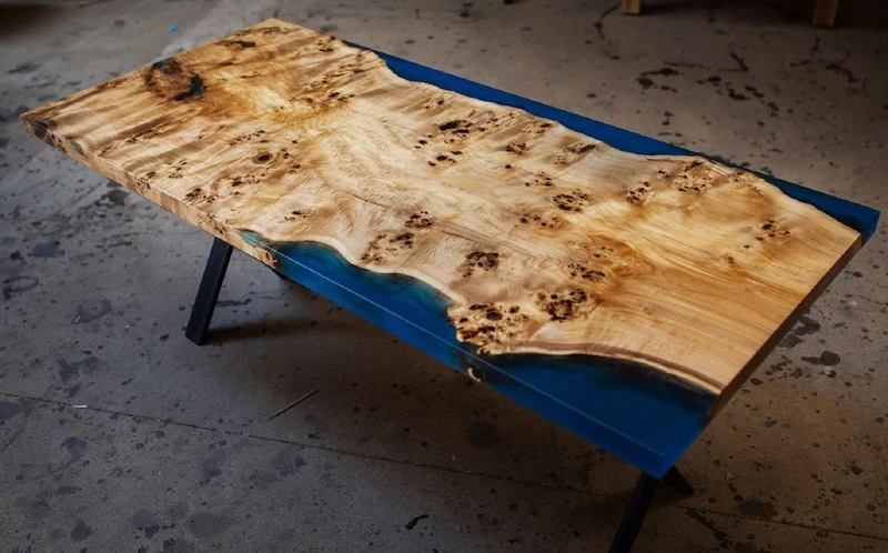 Casa Padrino Luxus Esstisch Naturfarben / Blau / Schwarz 240 cm